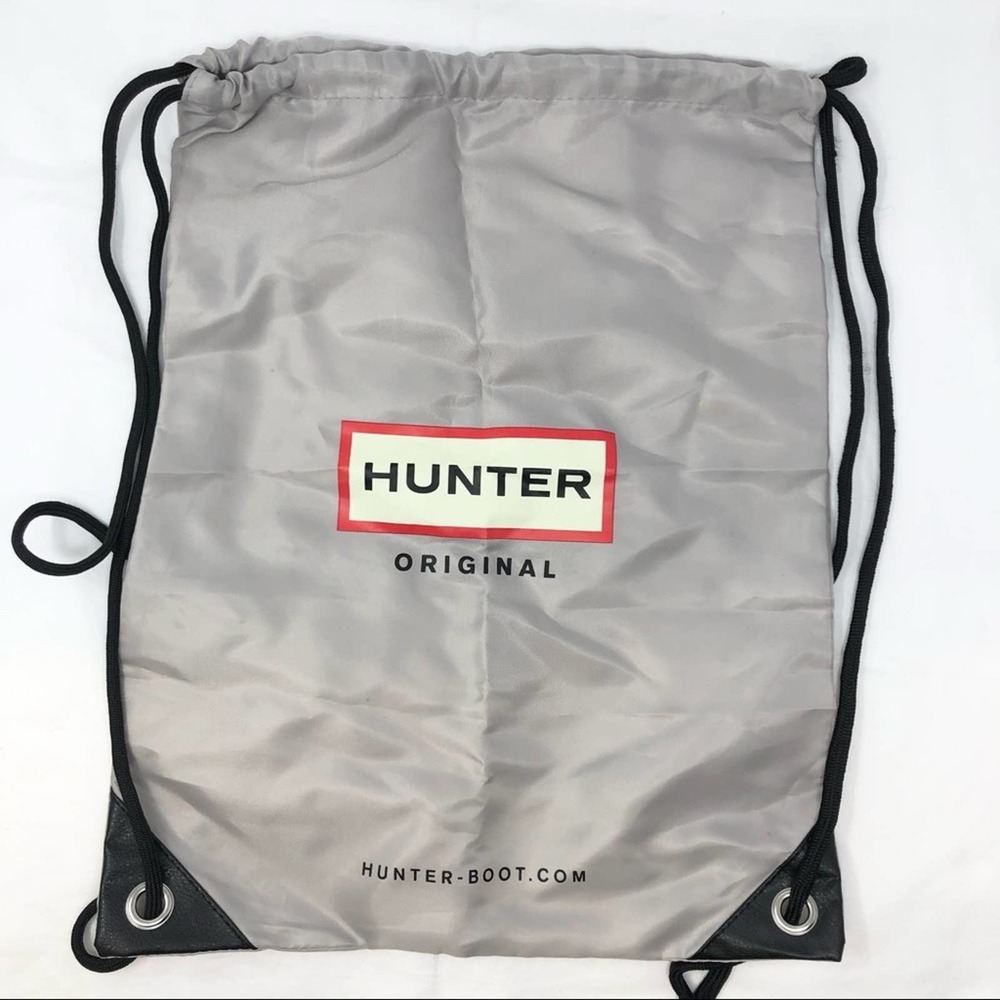Hunter Light Grey Nylon Drawstring Backpack Bag W… - image 1